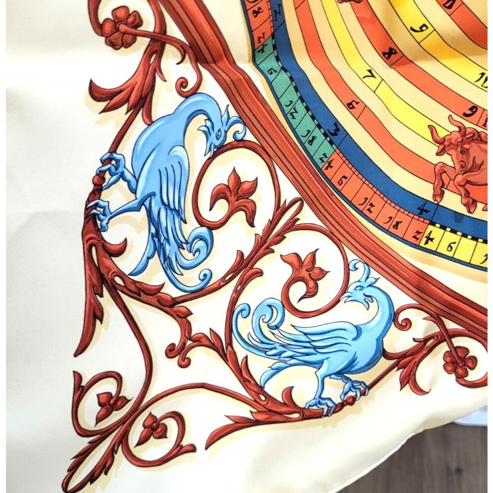 RARE VINTAGE HERMES Silk Scarf "Dies et Hore" Astrologie Classic Care' 90 Mint - Picture 5 of 16